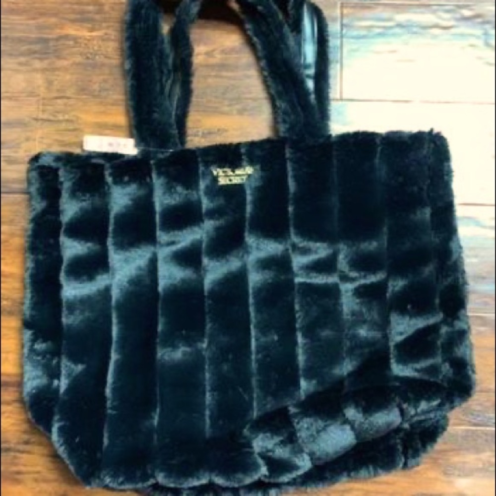 VS black faux fur bag new with tags